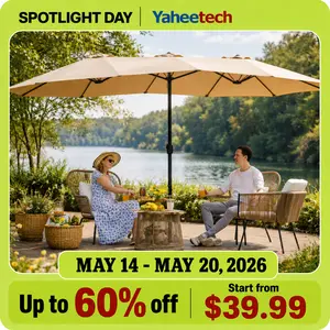 Yaheetech Massive 15/13ft Double-Sided Patio Umbrella | Heavy Duty & 2 Sandbags Included, Easy Crank for Garden Pool and Lawn summervibes