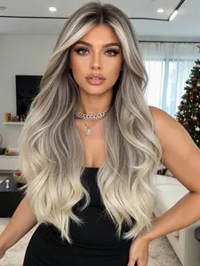 24 Inch Bangs Long Curly Wig, Machine Made Synthetic Fiber, High Heat Resistant, Natural Smooth Look, Fashionable Daily Wear, Natural Looking Wig