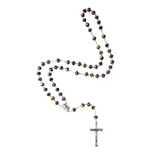 Iridescent Black Crystal Rosary with Jerusalem Soil from the Holy Land