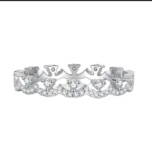 【1027】White  Lace Pattern Ring | Pavé Zirconia Stones | Hollow-Out Filigree Band | Vintage Romantic Statement Ring