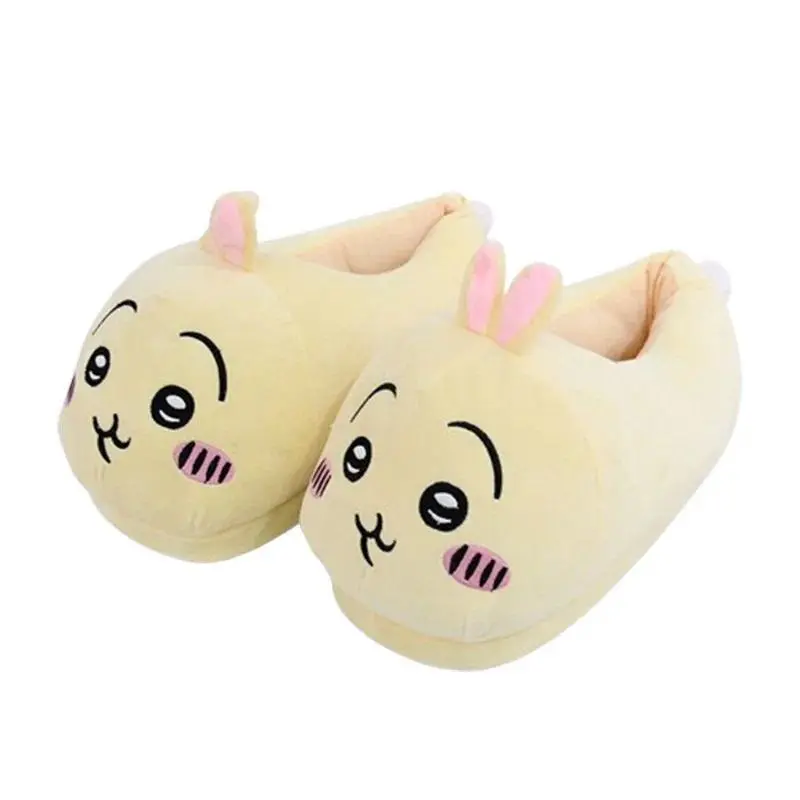Chiikawa Jiikawa Straw Plush Indoor Slippers - Super Soft Cotton Shoes with Usachi Self-Deprecating Bear Design, Gift for Toys & Hobbies, Ideal for DIY Felt Crafts Enthusiasts