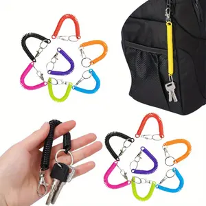 14 Pieces of Colored Spiral Spring Keychains with Metal Lobster Clasps and Anti Loss Safety Keychains, Suitable for Keys, Wallets, Mobile Phones, Etc