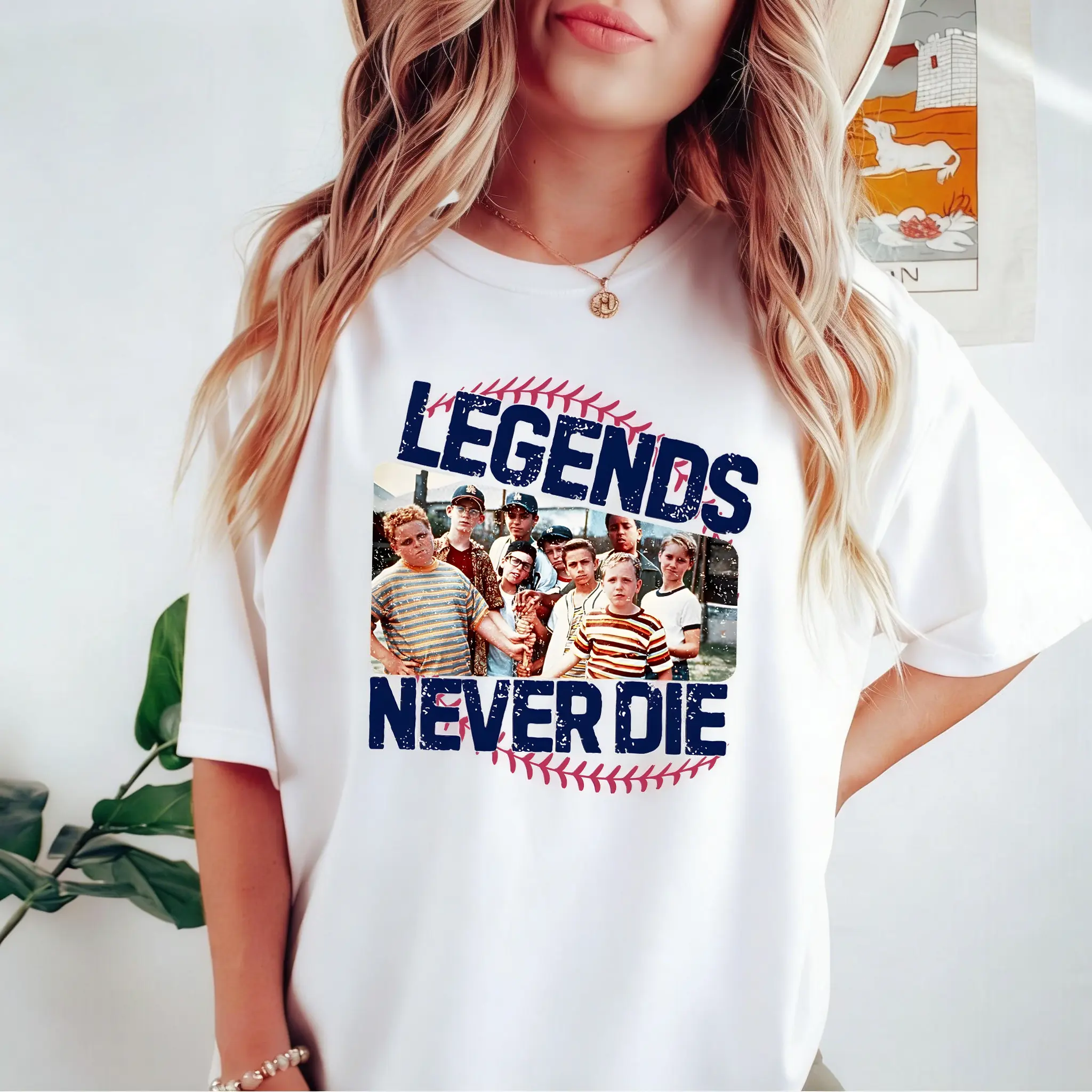 [100% Cotton] Unisex Casual Fashion Breathable 1990s Retro Sandlot Legends Round Neck Lightweight Baseball T-Shirt - Gym & Team Sports Top, Matching