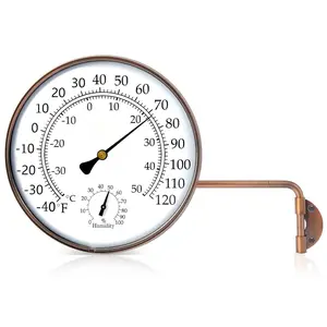 6-Inch Outdoor Thermometer for Patio. Accurate Window Thermometer for Outside Temperature, Greenhouse, Garage.Solid Brass Swivel with Humidity (6inch Thermo&Hygrometer)
