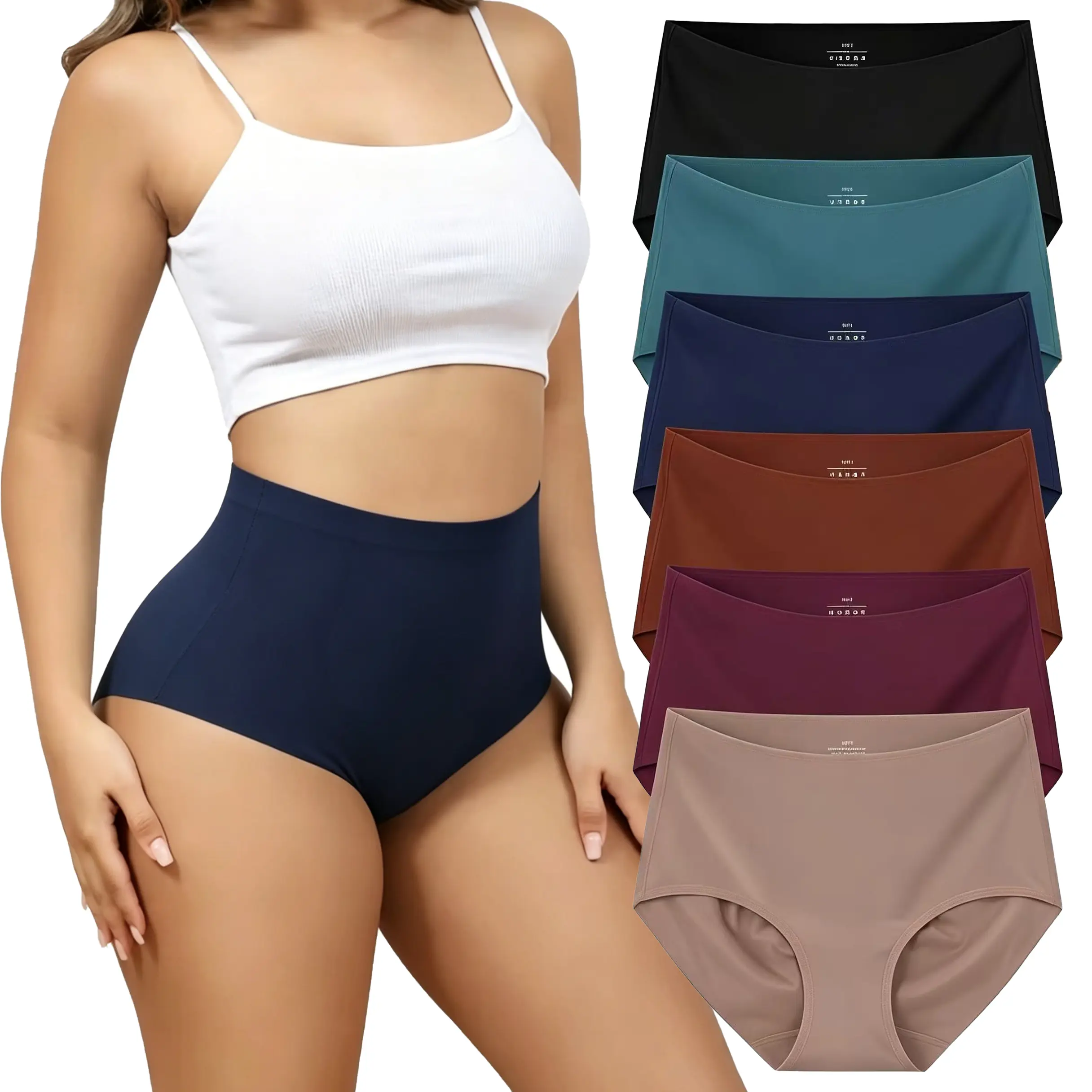 Women’s High-Waisted No Roll Seamless Underwear, Tummy Control Shaping Panties with Invisible Smooth Finish, Breathable Soft Stretch Material, Hip-Lifting Everyday Briefs, Plus Size Friendly, S-XXL, 4/6 Pack