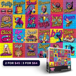 What The Puzzles – High-Gloss Low-Brow I 1000 Piece Jigsaw Puzzle for Adults, Premium Funny Gift, Non-Glare Puzzle with Hidden Details