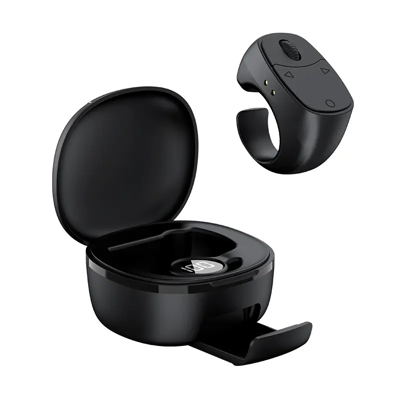 JX-12 Black ABS Bluetooth Camera Remote for Smartphones - Compact Lightweight Accessory with Flip Page, Scroll Wheel Up-Down Slide, Front-Back Focus Switch, Charging Compartment