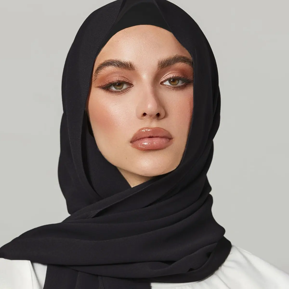 Muslim Chiffon Instant Hijab Head Scarf with Matching Tie Back Jersey Undercap Tudung Modesty