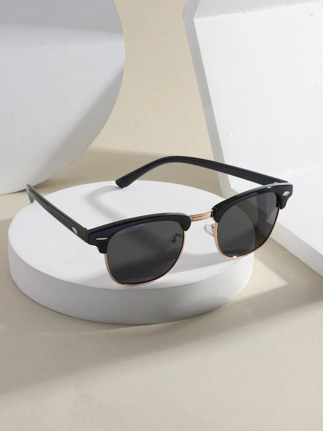 Unisex Simple Style Plain Color Sunglasses, Trendy Casual Sunglasses for Everyday Use, Fashion Accessories for Outdoor Activities