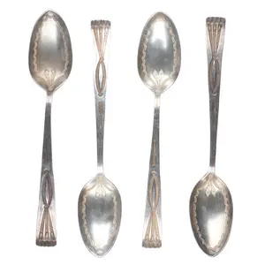 c1940's Vintage Navajo sterling silver hand stamped spoon set