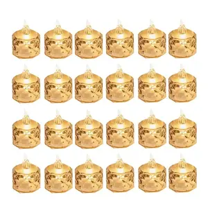 24 Pcs Transparent Crystal-Look Battery-Operated LED Tealight Candle Lights (1.42x1.97in) - Smokeless, Ambient Glow, Festive Decor for Valentine’s Day, Birthday Parties, Indoor/Outdoor Use
