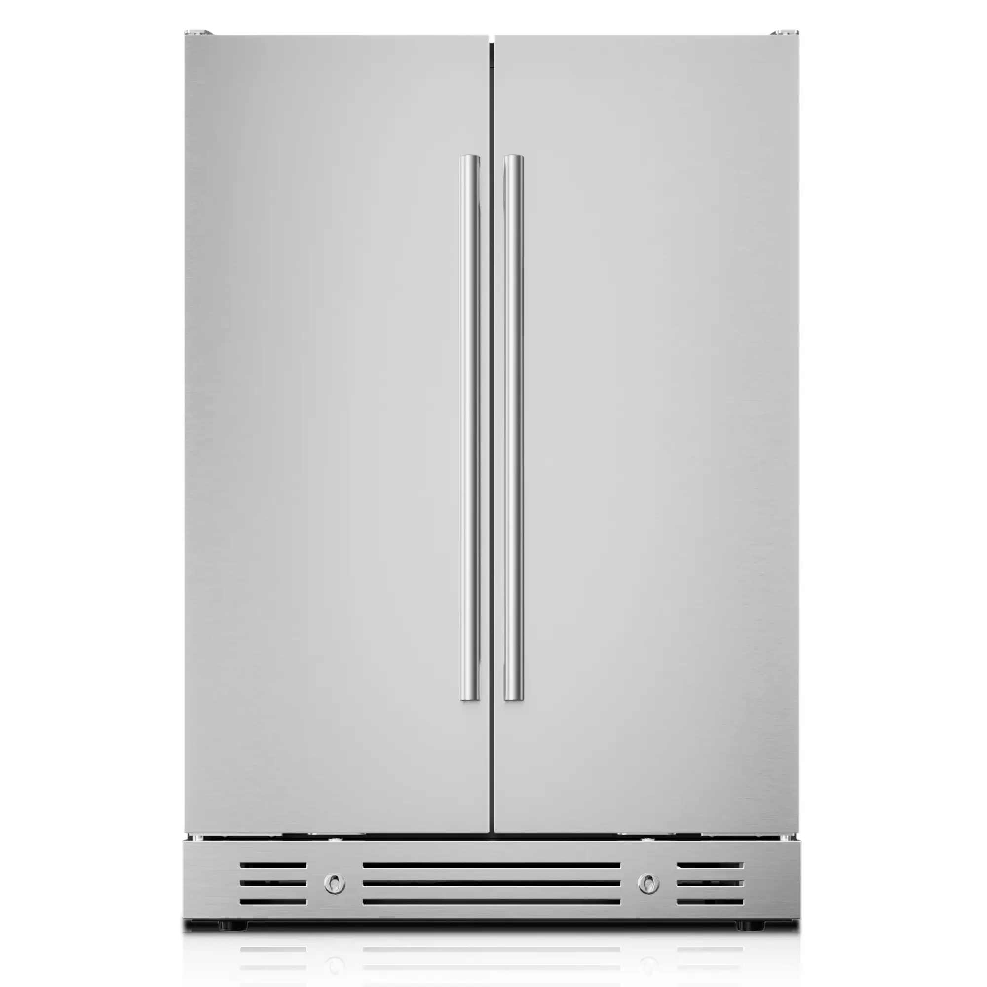 Yeego 24-Inch Wine and Beverage Cooler, Dual Temperature Zones 34–65°F, Adjustable Shelves to Hold 20 Bottles of Wine and 60 Cans of Beverages, Lockable Stainless Steel Door, Built-In or Under Counter Refrigerator for Indoor & Covered Outdoor Use, Kitchen