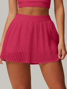 Women's Solid Color Pleated Tennis Skort, Casual High Waist Skort for Running, Ladies Sportswear for Indoor Outdoor Wear, Casual Sporty Skorts, Active Skort Skirt, High Waisted Skorts, Athletic Skorts