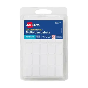 Avery Multi-Use Removable Labels 1/2" x 3/4" White Non-Printable 525 Blank Labels Total (6737)