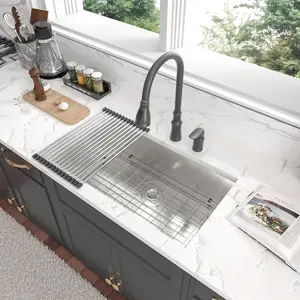 Sarlai 32/33 x 19 Inch Undermount Kitchen Sink Single Bowl Undermount Kitchen Sink 16 Gauge Stainless Steel Kitchen Sink tiktokshopspringglowup