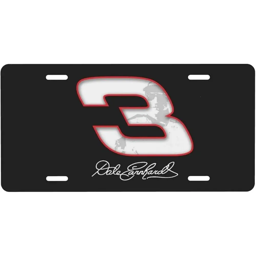 Black Number 3 Racing License Plate, Aluminum Vanity Tag, Motorsport Gift, Racing Car Decor, Checkered Flag Inspired Plate