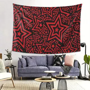 Vibrant Red and Black Stars Tapestry, Living Room Bedroom Office Home Decor Wall Hanging for Bedrooms, for Man Cave, Study, Music Wall Decoration, Fun, Musical Art - Perfect for Your Home!