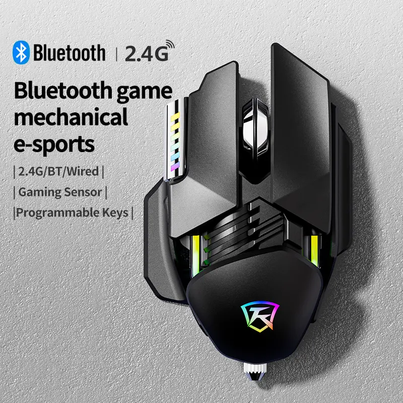 Wireless Bluetooth Gaming Mouse - 3-Mode Operation, Silent, Metal Build, Rechargeable, Efficient Power Management, for E-Sports Enthusiasts, Laptops, Personal Computers, Mouse For Gaming