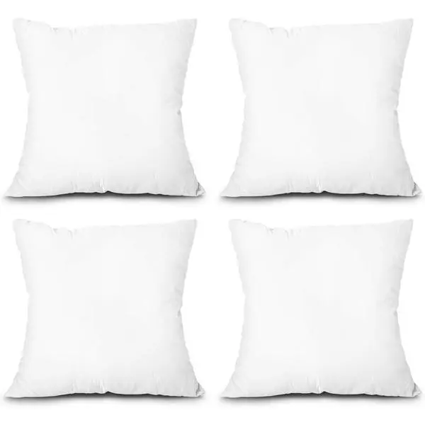 EDOW 18x18 in Throw Pillow Inserts (Set of 4), Lightweight Down-Alternative Polyester Cushions for Home, Room & House Decor, Sham Stuffers, Machine Washable (White), Room Decor