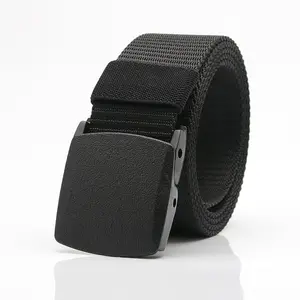 Men's Minimalist Casual Web Belt Automatic Buckle Adjustable Polyester Belt for Daily Outdoor Sports