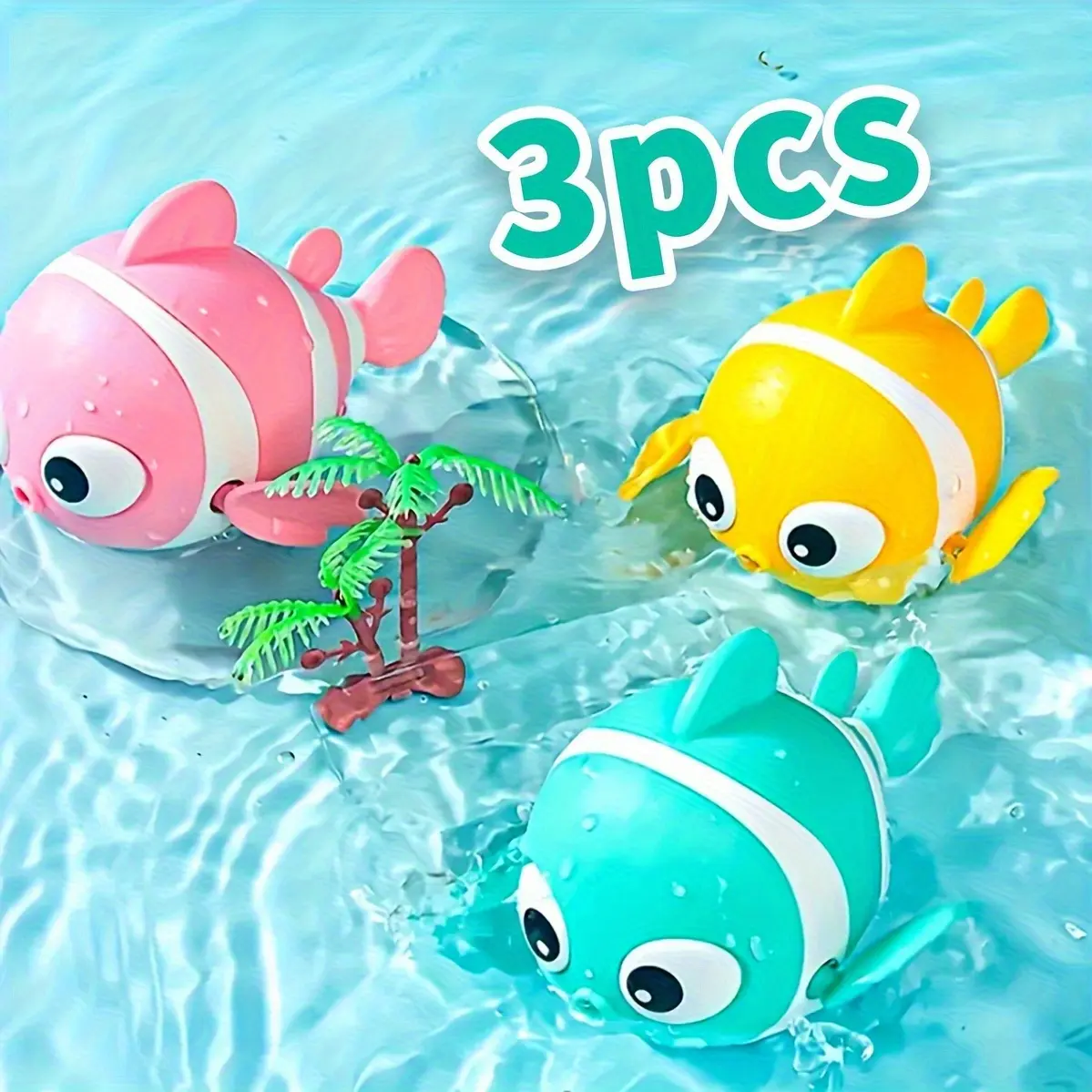 3pcs Youngsters Water Toys, Clockwork Clownfish, Perfect as Holiday Gifts or Souvenirs, Suitable for Indoor and Outdoor Play, Summer Bath Toys