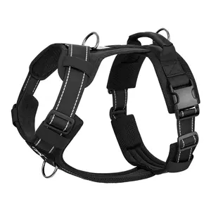 The store upgrade in progress！！OneTigris Tactical Dog Harness for Medium & Large Dogs, Lightweight Adjustable Vest with Soft Padding, Easy On/Off, 3 D-Rings, Reflective, Control Handle – Comfortable No-Pull Pet Harness for Walking Training Hiking