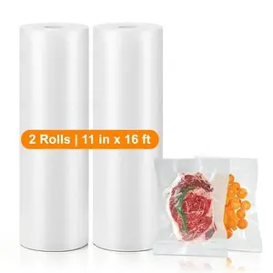 Vacuum Sealer Rolls Bags, 2 Rolls 11" x 16ft Custom Length Vacuum Seal Bags for Airtight Food Storage, Vacuum Bags for Vacuum Sealer Machines