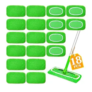 18-Pack Reusable Mop Pads Compatible with Swiffer Sweeper Mop - 100% Coral Fleece Washable Refills - Microfiber Dry & Wet Sweeping Cloths for Multi-Surface/Hardwood Floor Cleaning