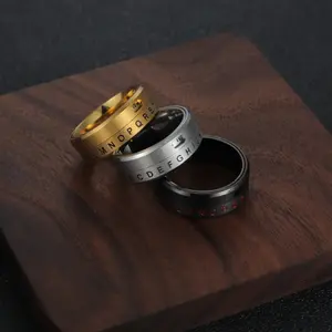 Rotating Letter Stress Relief Ring, Adjustable Band with Optional Sizes for Daily Matching, Fashion Costume Jewelry Index Finger Ring