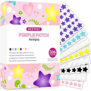 Deeniel Original Pimple Patch - 306 Acne Patches with Tea Tree Oil & Salicylic Acid - Fast Healing Invisible Pimple Patches for All Skin Types - 3 Shapes & 6 Colors - Safe Sterile Vegan Friendly
