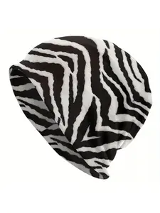 Biihudu Men' Zebra Stripe Beanie - Striped Bonnet Hat with Zebra Stripes, Casual & Dressy Wear Suitable for Parties, Outfits Beanies