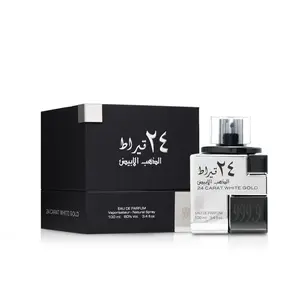 Lattafa 24 Carat White Gold Eau de Parfum 100ml Unisex Long-Lasting Fresh Spicy Woody Notes Perfumes Arabia