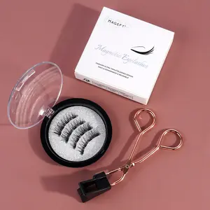 Magnetic Suction False Eyelash Curler Tool, Eyelash Curler Set, 1 Pair Reusable Natural Look Eyelash Extensions, Eye Makeup Product for Women & Girls, Cosmetic