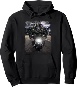 Gorilla on Motorcycle Cruise Down Highway Pullover Hoodie - Nicolekhach Shop 44B08JQV4KJQ