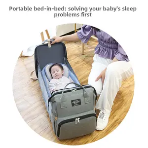 Langkes Portable Folding Mosquito Net Baby Bed Mattress Protector Cover Travel Lightweight Large Capacity Multi Functional Diaper Bag Backpack