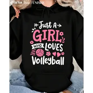 Long Sleeve Hoodie – Volleyball Girl Proudly Loves Volleyball 100%