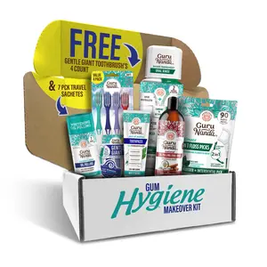 Gum Hygiene Makeover Kit Oral Brightening - Toothpaste, Oil Pulling, Mouthwash, Toothbrush, Floss Gum Hygiene Makeover Kit Oral Brightening - Toothpaste, Oil Pulling, Mouthwash, Toothbrush, Floss