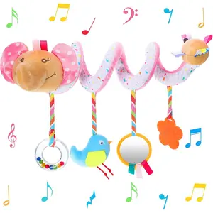 Newborn Car Seat Toys Stroller Toys for Baby 0-6 Months Infant Activity Spiral Plush Toys Hanging Car Seat Crib Toy for Boy Girls Spiral Hanging Plush Toy Baby Shower Thank You Gift(Delicate)