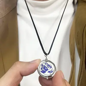 Arcane Ekko & Powder Silver-Plated Necklace, Blue Rose Pendant Gift, Unique Jewelry for Fans, League of Legends Gift, Arcane Gift