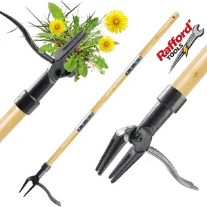 Weed Puller Tool, Stand Up Heavy Duty Root Removal Tool with 4-Claw Head & Long Handle, Garden Hand Weeding Tool - Easily Remove Weeds Without Bending, Pulling,or Kneeling