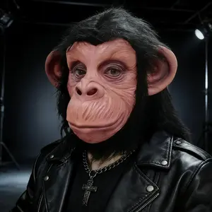 Monkey Face Latex Mask, 1 Count Funny Animal Full Face Headgear, Halloween Cosplay Props for Party, Party Event Props, Festive & Party Supplies