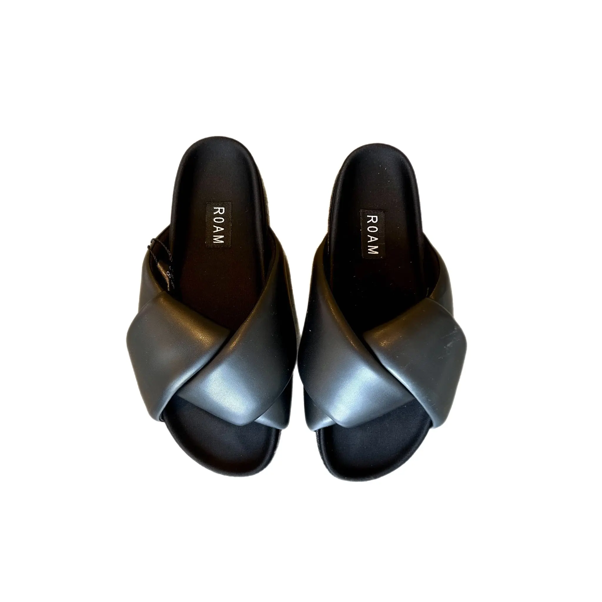 Foldy Puffy Sandals Black Vegan Leather