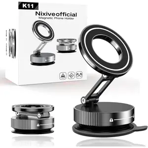 Nixiveofficial magnetic phone holder 360 rotating magnetic with suction cup base upgraded mechanical allalloy material foldable portable nixie phone holder for car without charging1