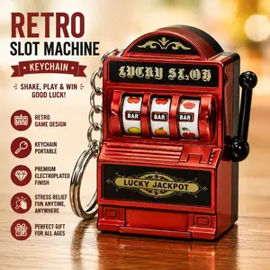 New-style fruit machine keychain, electroplated retro game machine, shaking mini toy, stress-relief bag charm Personalized Safe