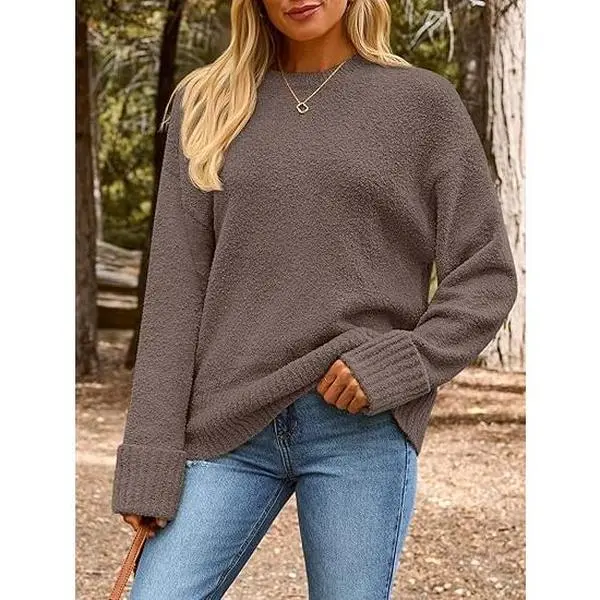 Women's Oversized Sweaters : Fuzzy Chunky Warm Pullover Sweater ,Ultra-Soft Plush Fabric, Trendy Slouchy Silhouette, Ribbed Cuffs & Hem, Versatile for Lounging/Brunch/Date Nights, Warm Yet Breathable