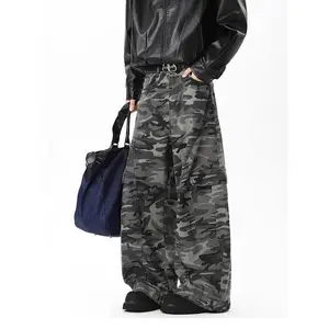 American Retro High Street Casual Overalls Camouflage Loose Wide Leg Pants For Women Hip-hop Cargo Grunge Baggy Trousers Womenswear Bottom