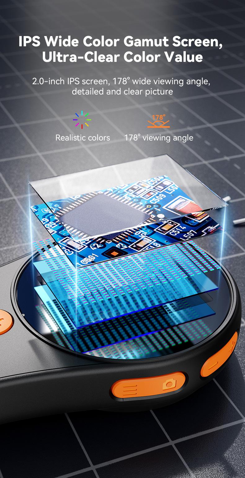 Portable Handheld Digital Microscope 400X Magnification 2MP HD Camera with Built-in Screen, USB Rechargeable Pocket Microscope for Electronic Repair, Soldering, Jewelry Inspection