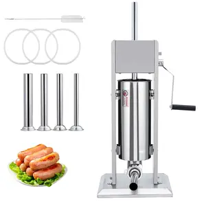 【Christmas Deal】GARVEE Manual Sausage Stuffer 22LBS/10L Meat Maker Machine with Dual Speed, Stainless Steel Heavy Duty Sausage Filler Featuring 4 Stuffing Tubes for Commercial and Home Use