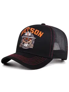 2025 Creative Cartoon Baseball Hat, Embroidered Hat, STETSON Groundhog Embroidery Truck Hat Street Fashion Hip Hop Hat Outdoor Cycling Fishing Sunshade Hat Unisex Breathable Mesh Hat