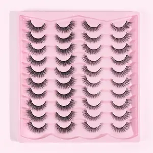 Long Fluffy False Strip Lashes, Diy False Eyelashes, Volume False Eyelashes, 20 Pairs 2 Sizes Wispy Faux Eyelashes, Natural Eyelash Extensions, Full & Half Faux Eyelashes for Eye Makeup, Lash Clusters Extension Set, Eyelashes Extensions Set